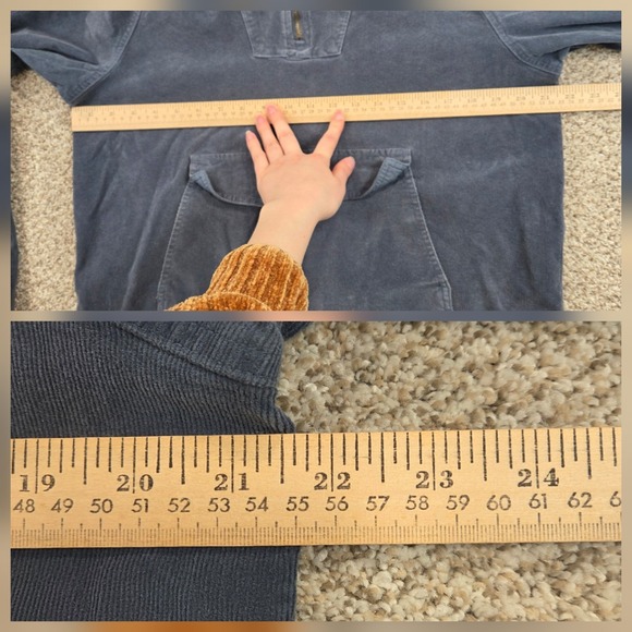 Old Navy Blue CORDUROY Anorak Jacket Adult Hooded M Pullover Pocket - Picture 5 of 7